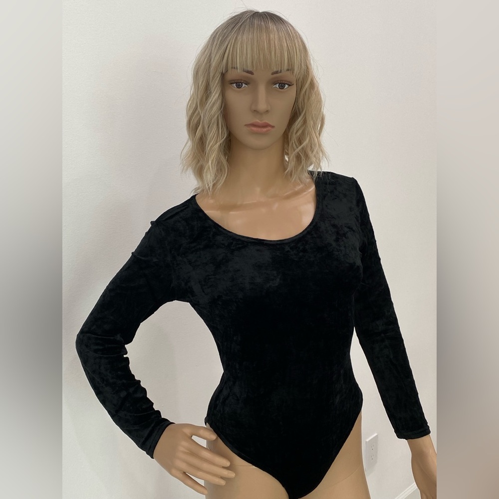NWOT Express Black Velour Bodysuit